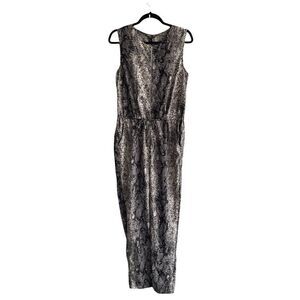WALTER BAKER Black Gray Snake Print Sleeveless Jumpsuit Large